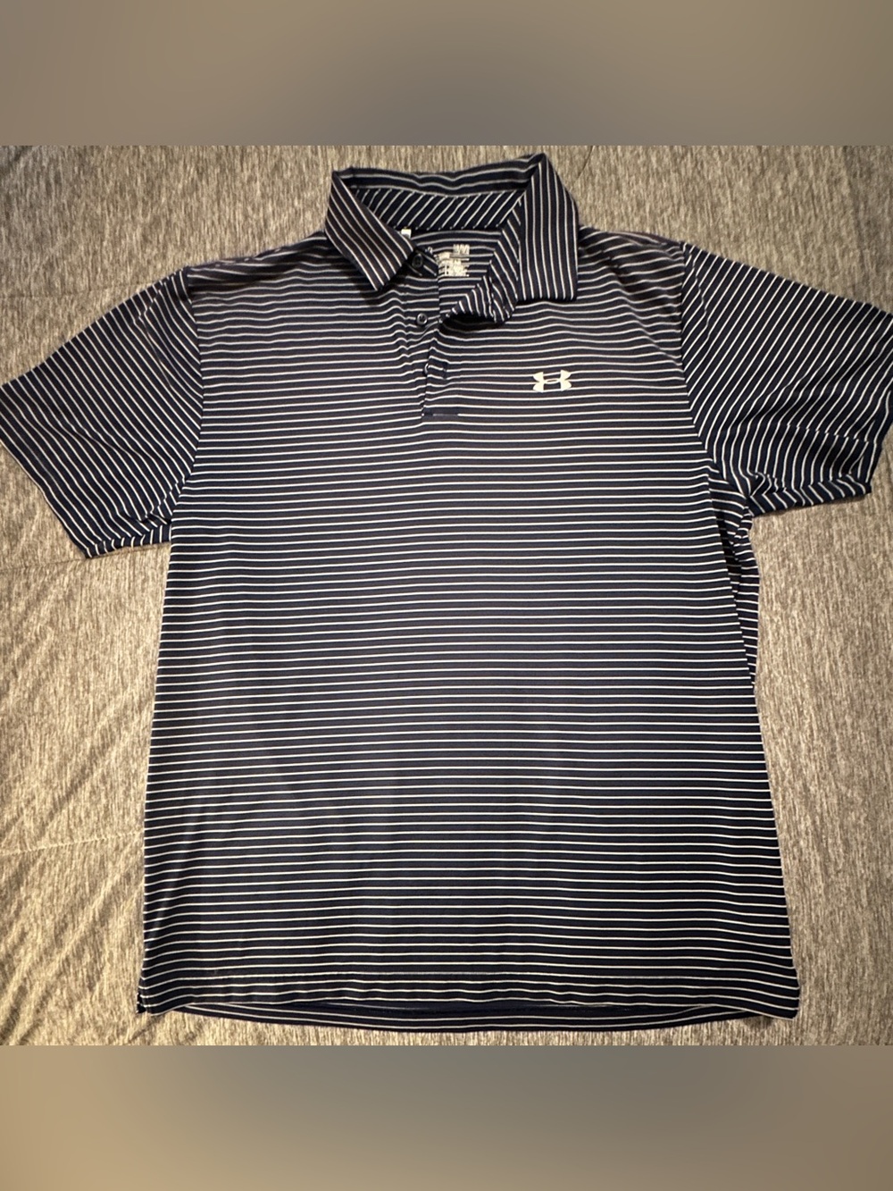 Under Armour Men's Navy and Gray Striped Polo Shirt
